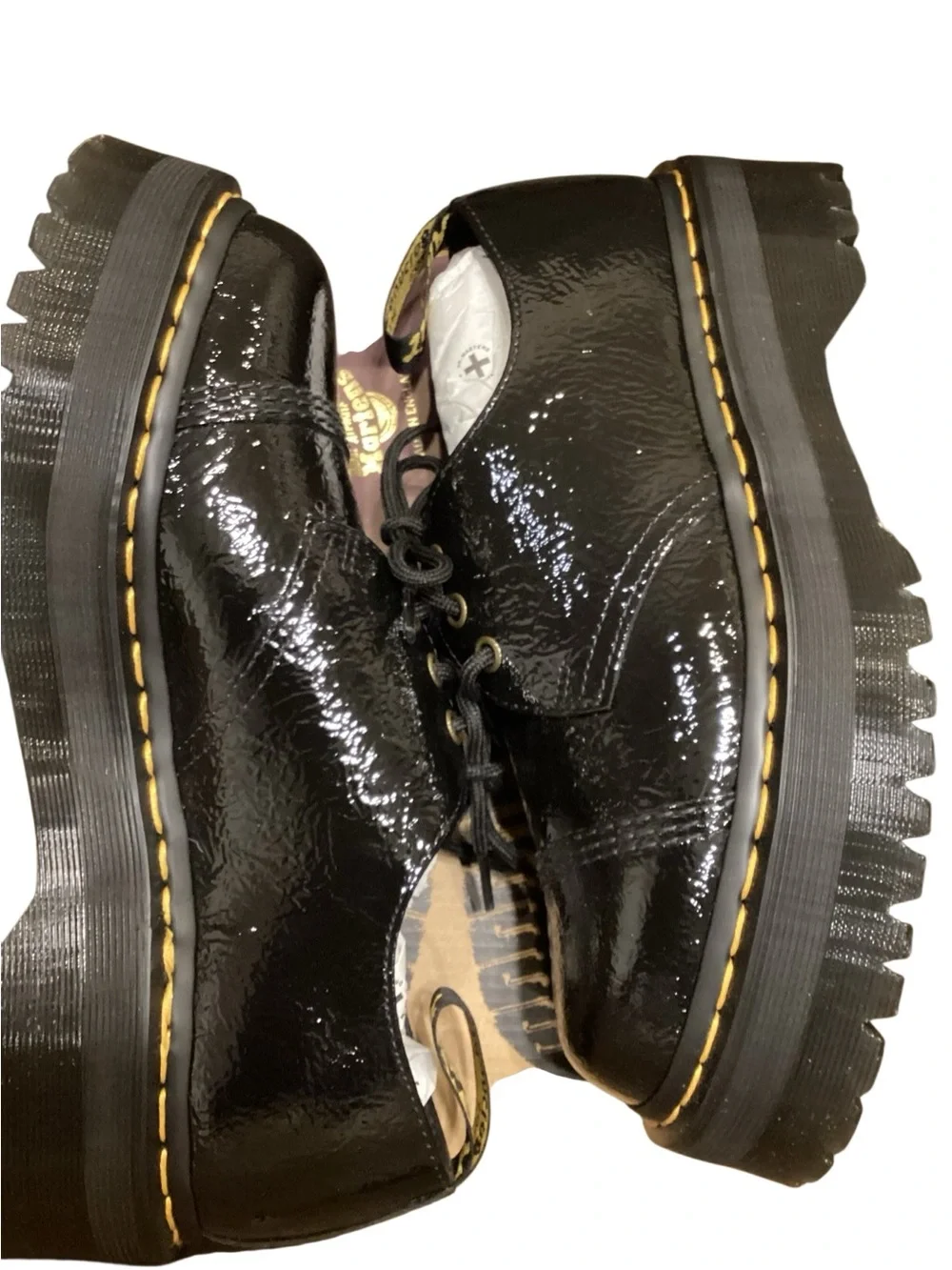 NEW Dr. Martens 1461 Quad TC black platforms distressed patent leather unisex